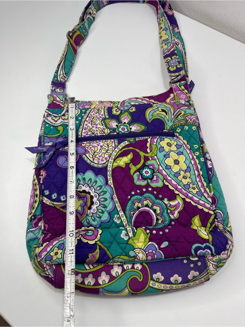 Vera Bradley Hipster Purple Paisley Crossbody Messenger Bag 4 Pocket Boho Fariy - Picture 3 of 11
